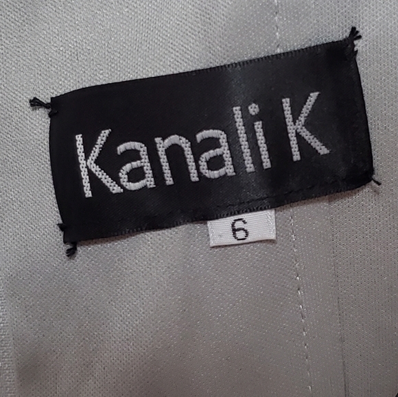 KANALI K Dove Grey Chiffon Pleated Surplice Neckline Empire Waist Maxi Dress 6 - Picture 12 of 14